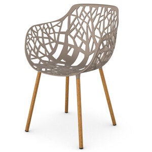 Forest armchair with Iroko upholstered legs Pearly Gold