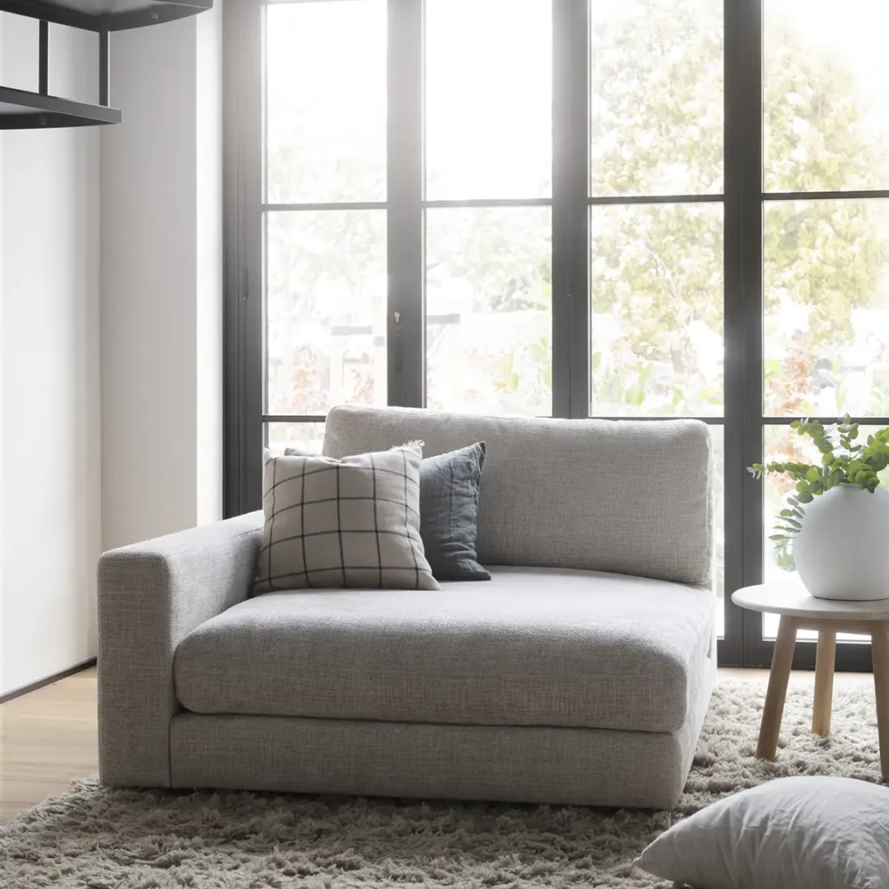 Duncan chaise longue left fabric Robin light grey