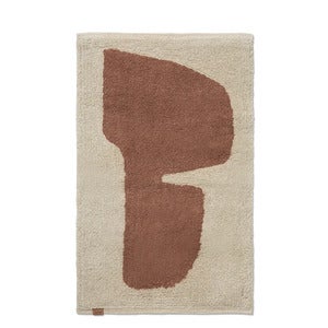 Washable Bath Mat in Organic Cotton Parchment/Rust