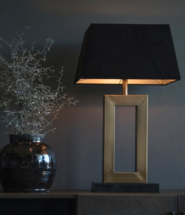 Lampshade rectangular L Black Leather