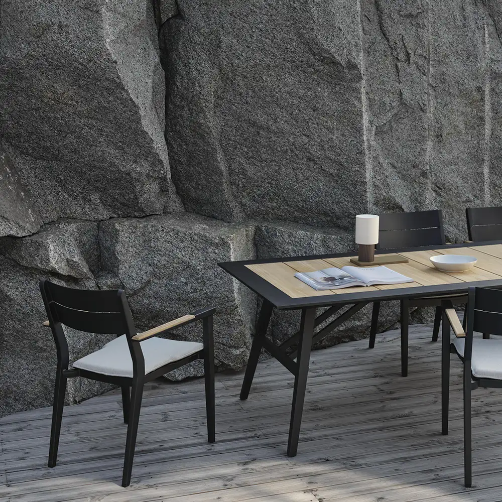 Chios dining table 100x175 cm black/teak