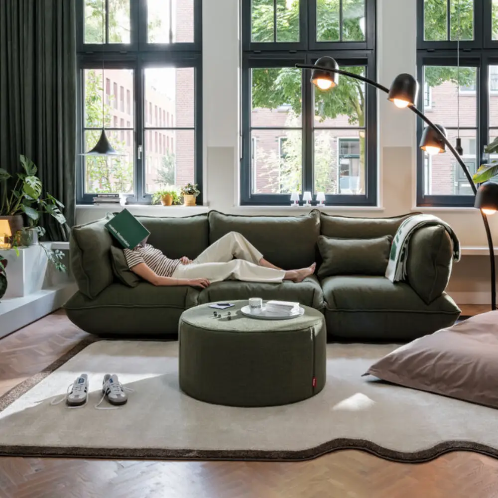 sumo armrest boucle recycled leaf green