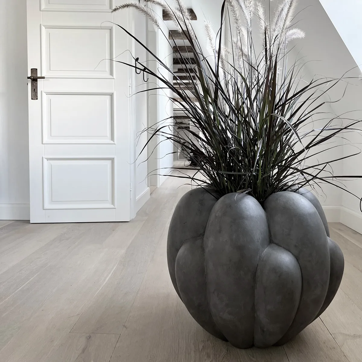 Handmade Vase Bloom Big Dark Grey H44 cm