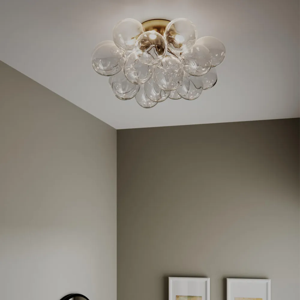 Gross ceiling Ø50cm brass/clear glass