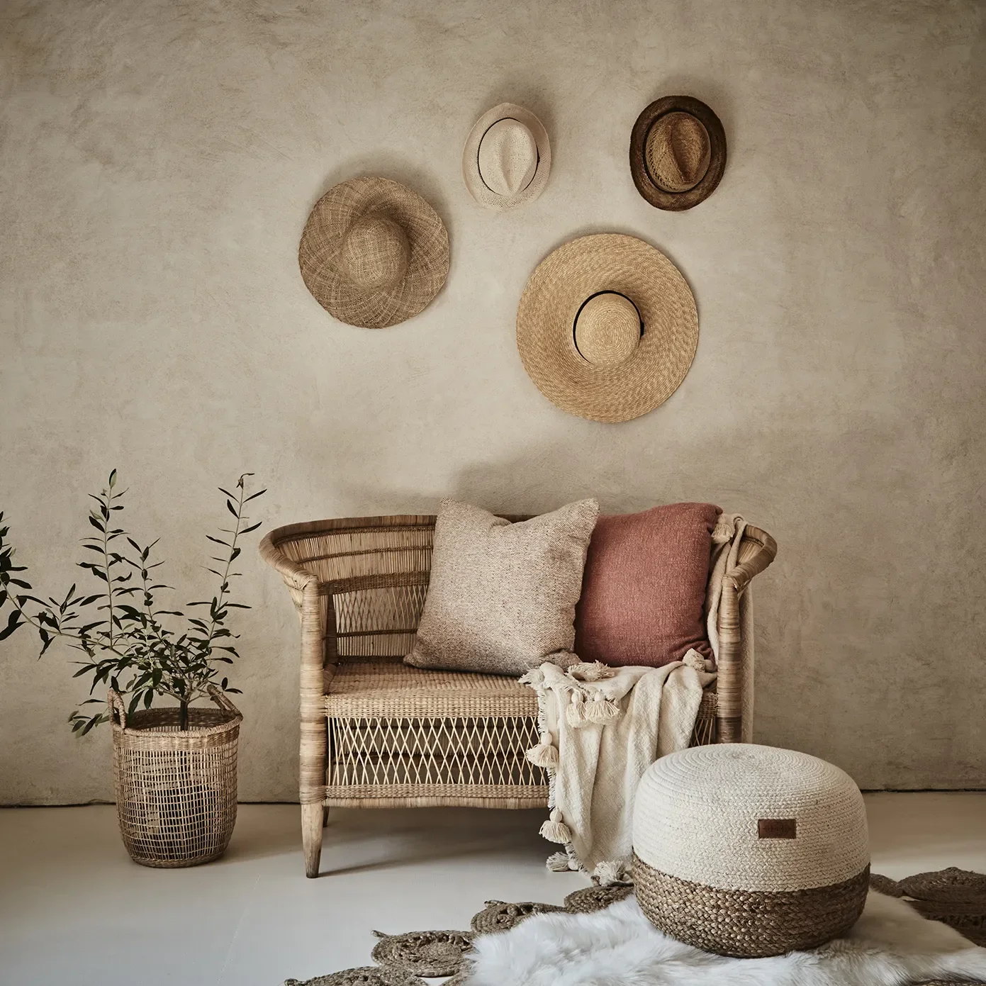 JUNI pouf ivory/natural