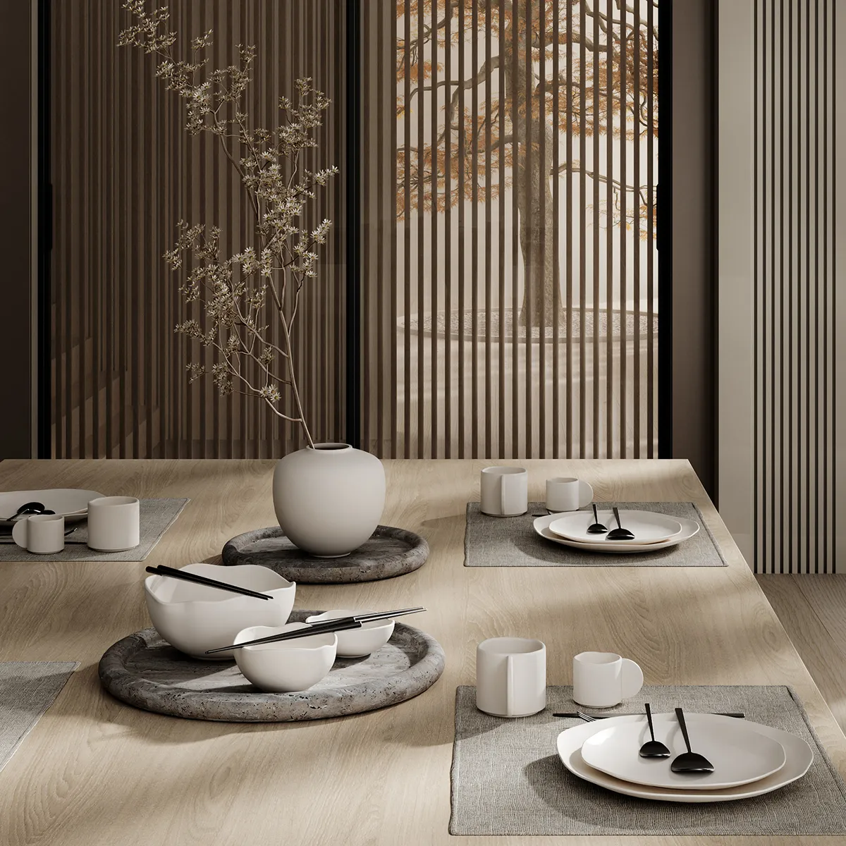 Decorative Tray in Travertine Enkei Maxi Ø 40 cm