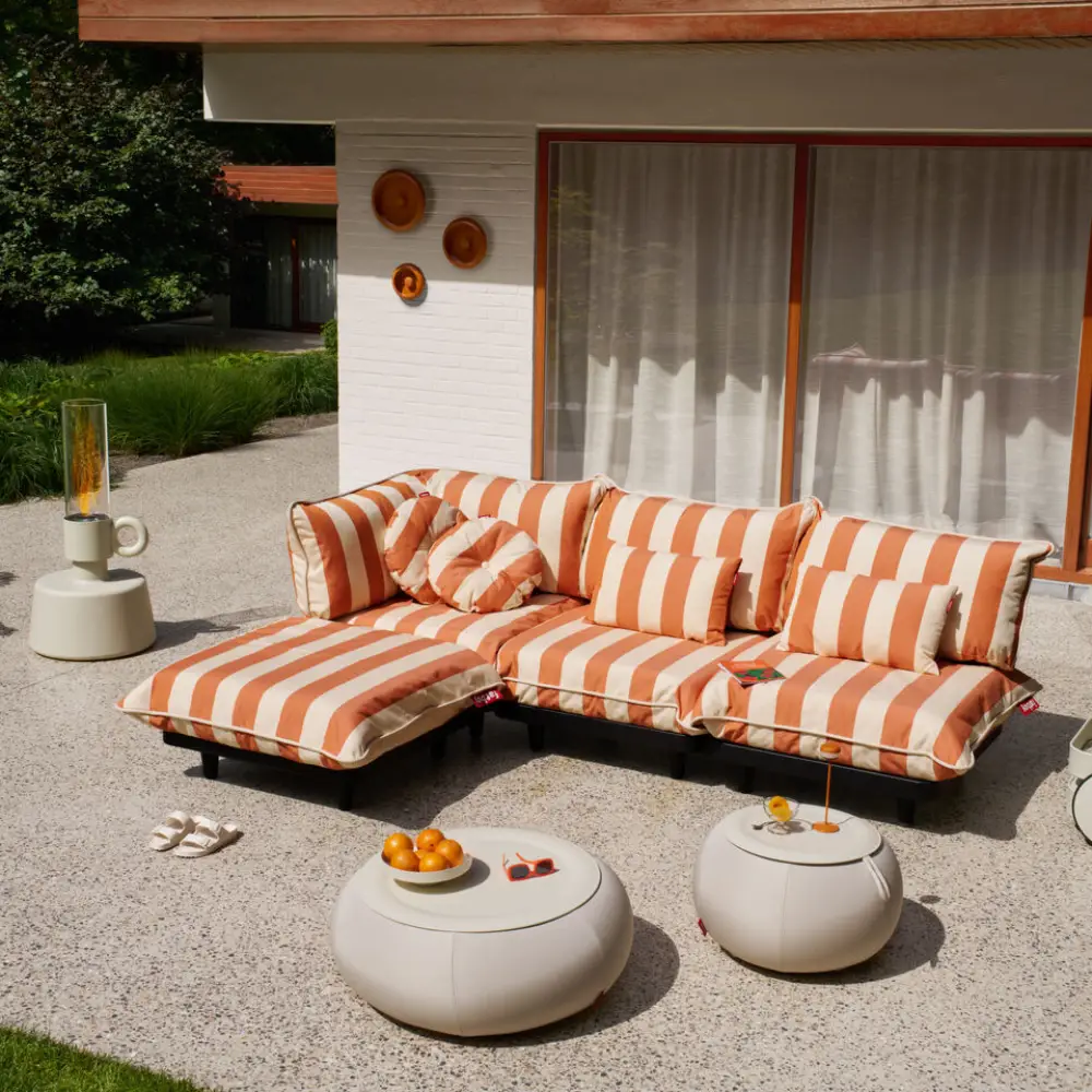 circle pillow stripe orange creme