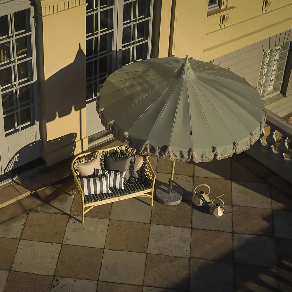 Parasol with fringes Ø240 cm Eucalyptus