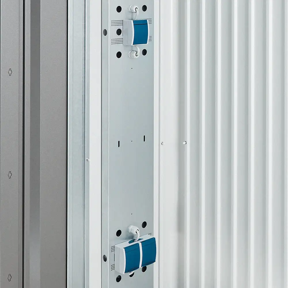 Mounting panel for electrical connection to Garden shed Eu