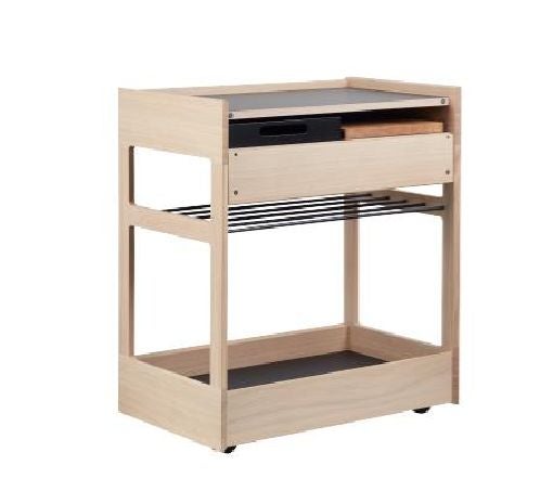 Sm135 Serving trolley Oak Lacquer White Oil 64X40X74cm