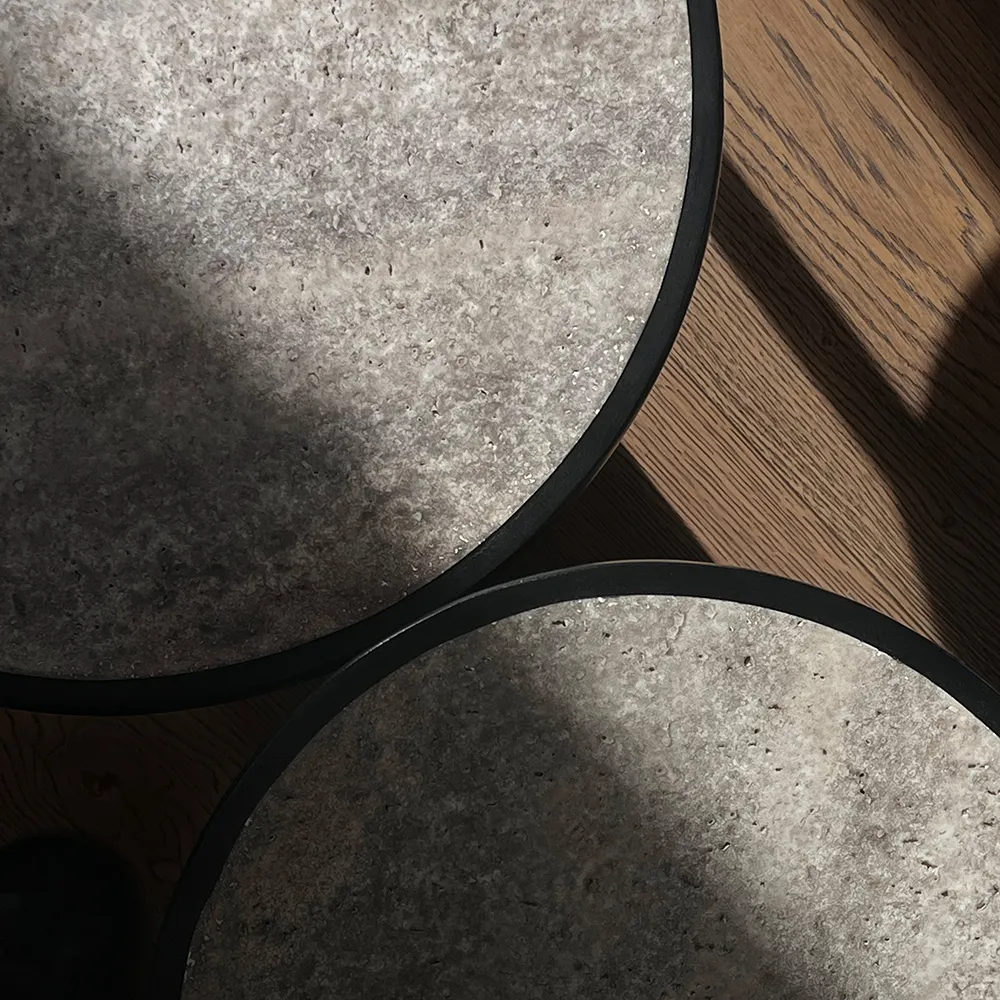 Trumpet Table, Low - Silver Travertine