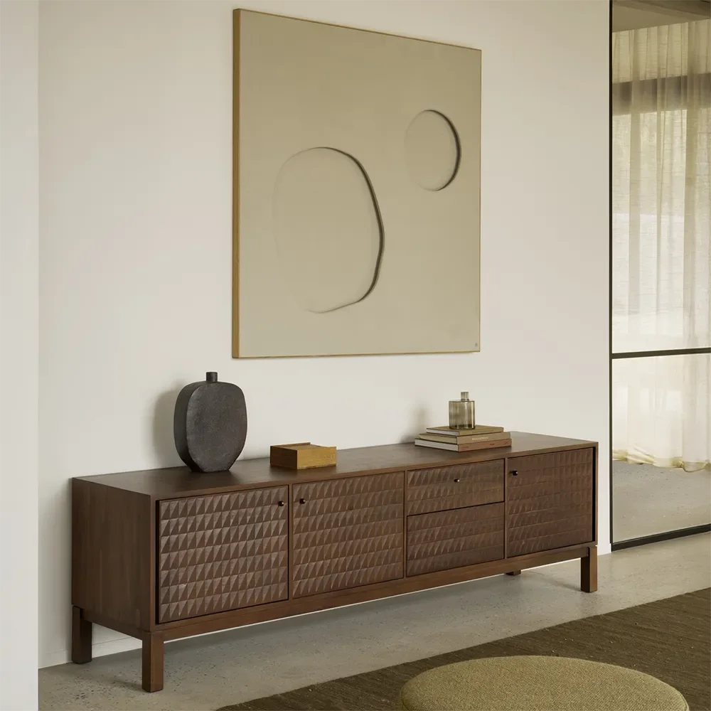 TV Cabinet in Teak Sono Light Brown L212 cm