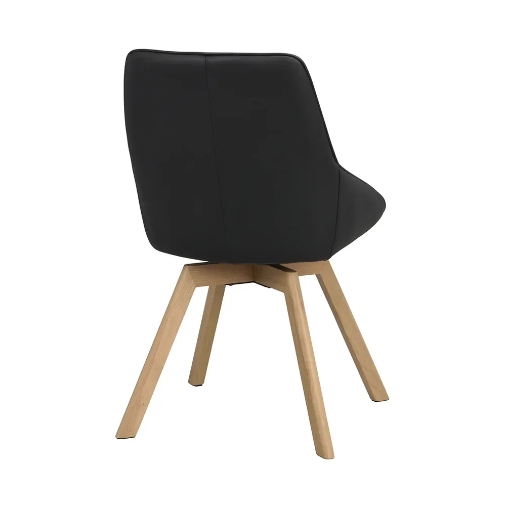 Alison dining chair black leather/oak legs