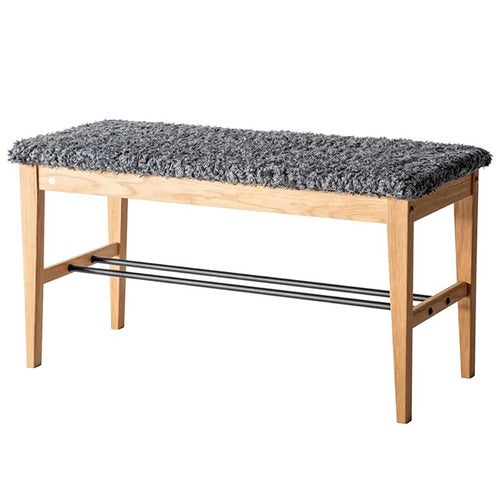 Cora Bench Oiled Oak/Sheepskin look Dark grey