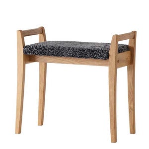 Meja Stool Lacquered Oak/Sheepskin Dark Grey