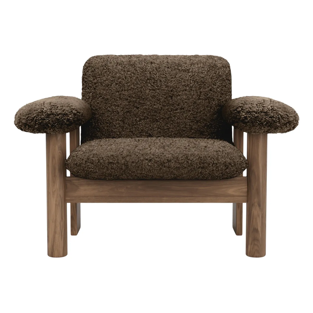 Brasilia Lounge Chair Walnut Solid Sheepskin Nevotex Root