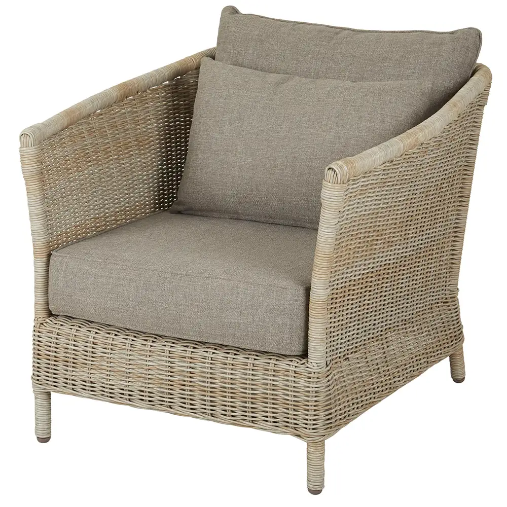 Aster armchair beige rattan incl cushions