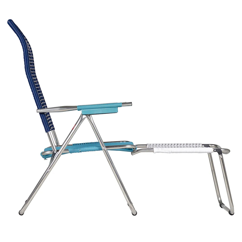 Spaghetti deckchair pop blue/turquoise/white/turquise aluminium