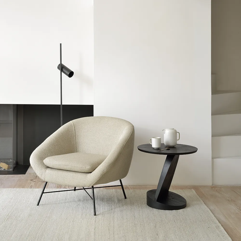 Oblic Side Table Black lacquered teak