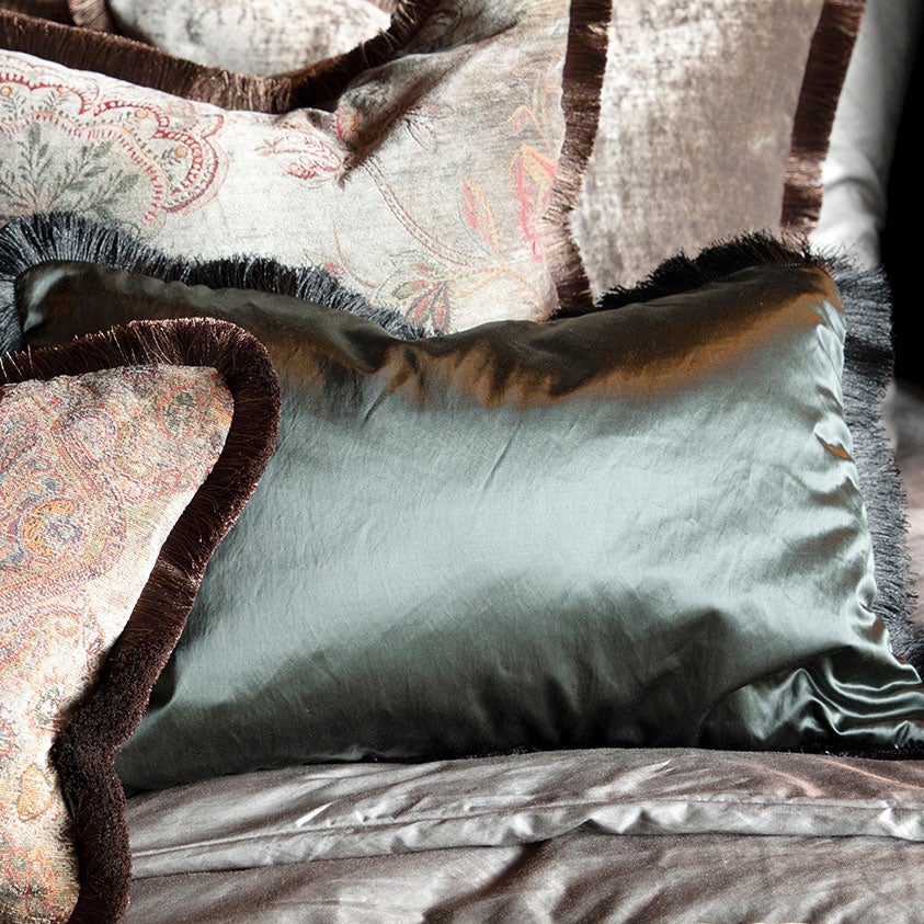 Dorsia Green Cushion cover Fringe 50X50