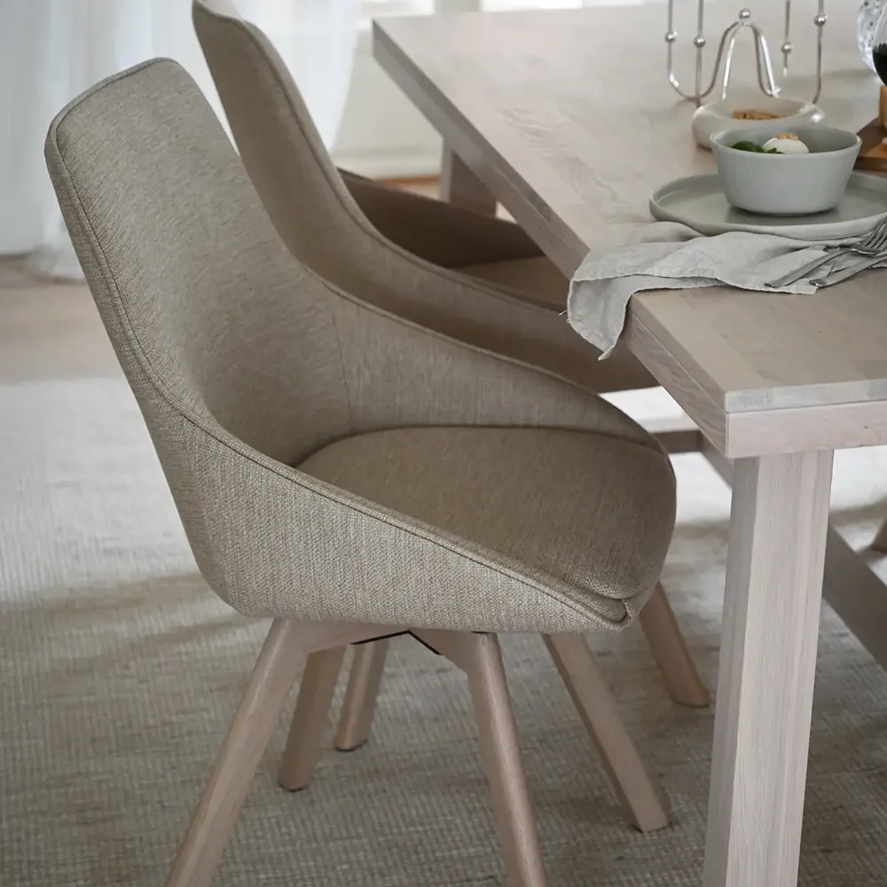 Alison dining chair lightbeige fabric/white pigmented oak legs