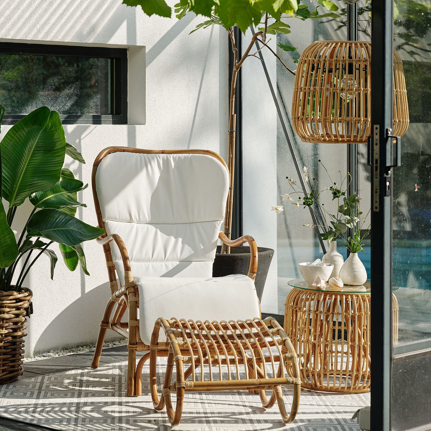 Vallda rattan wingback armchair