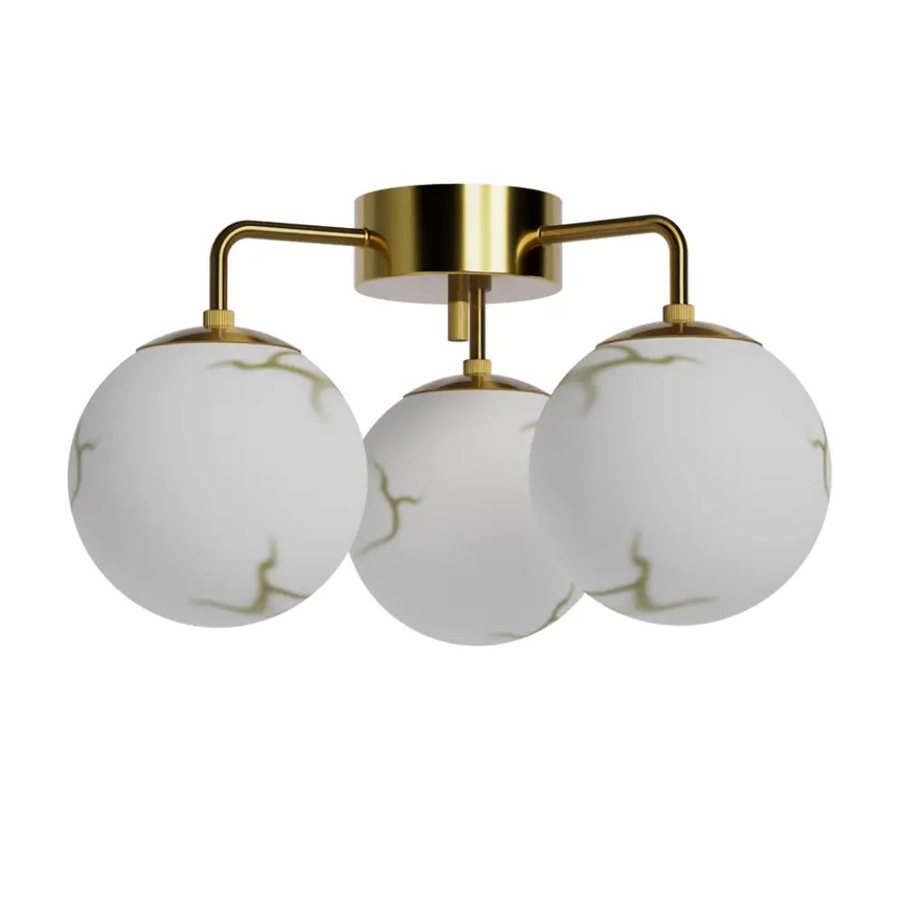Bellagio ceiling lamp 3-lamps brass/white