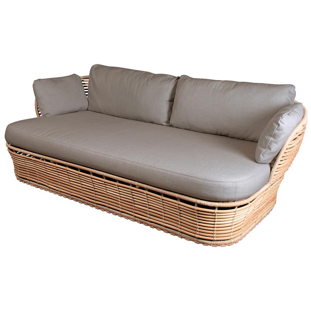 Lounge Sofa Basket Natural Artificial Wicker Incl Light Airtouch Cushion Set