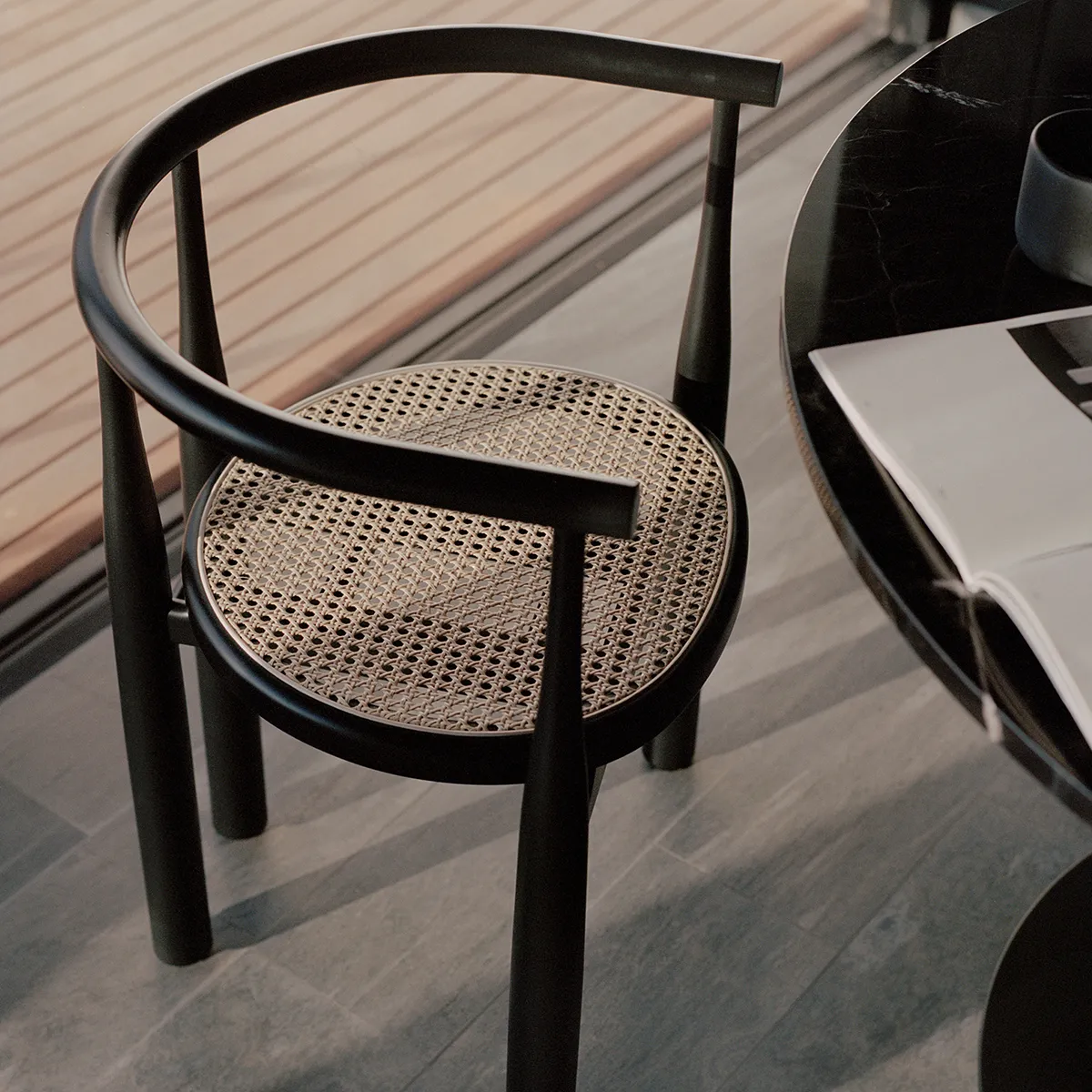 Dining Chair Bukowski Cane Black with armrest