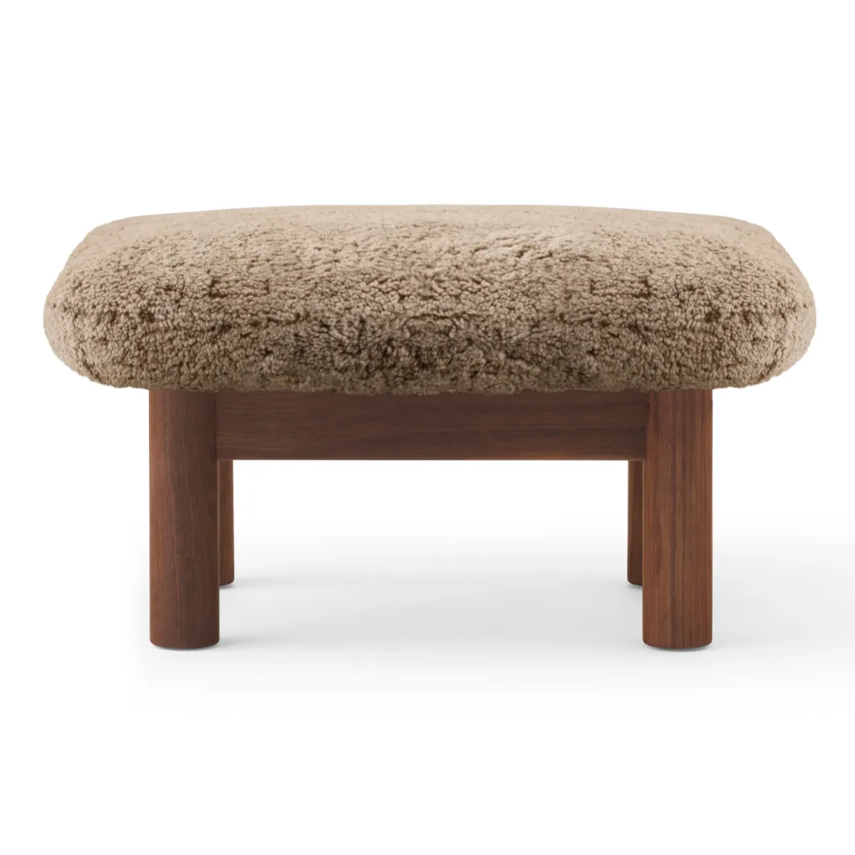 Brasilia Stool Solid Walnut Sheepskin Nevotex Sahara