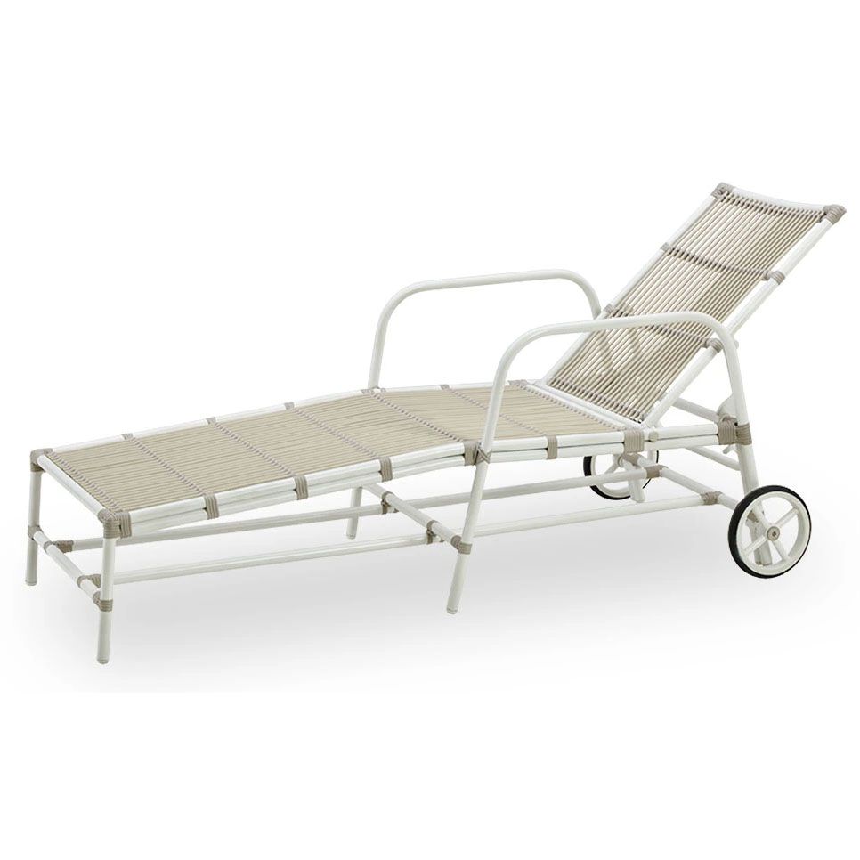 Sunbed Josephine Rattan White/Beige