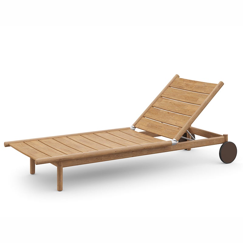 TIBBO sunbed in teak with wheels