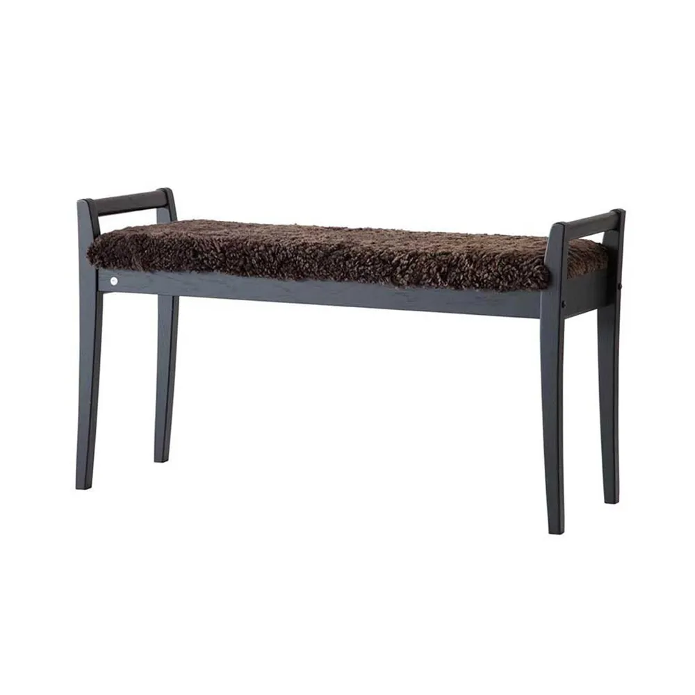 Meja Bench Black stained Oak/Sheepskin Brown