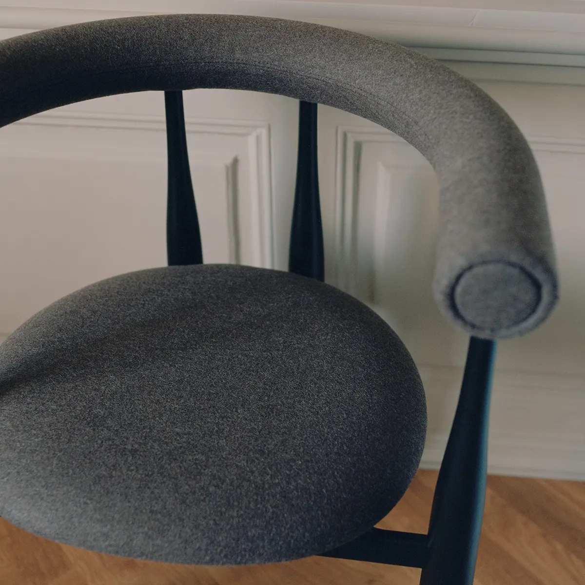 Upholstered Dining Chair Bukowski Black Wooly