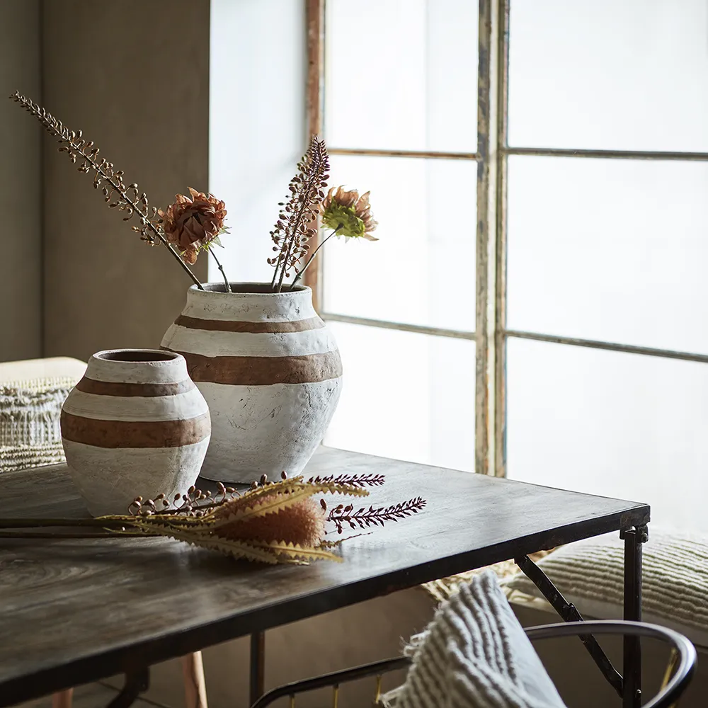 CAMILLE Pot L White/brown