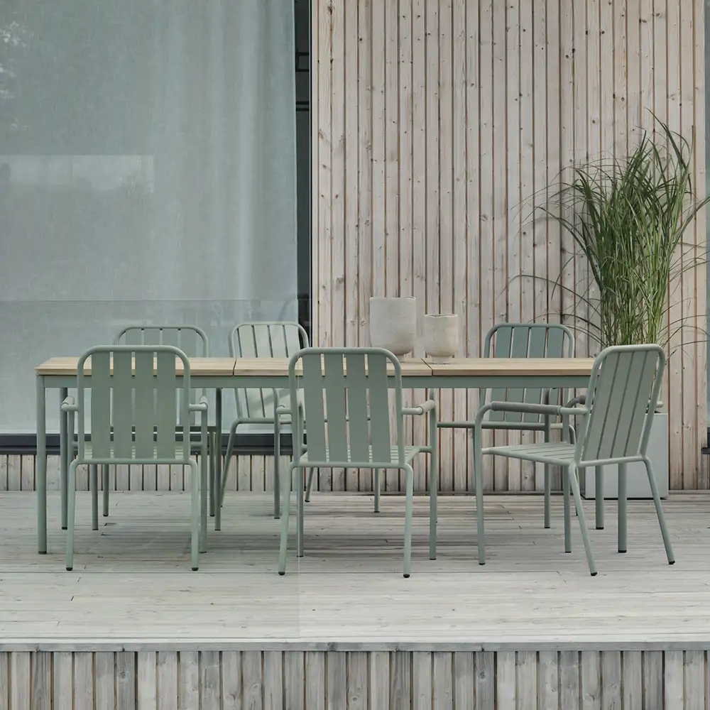 Nox dining table 90x240 cm green/teak