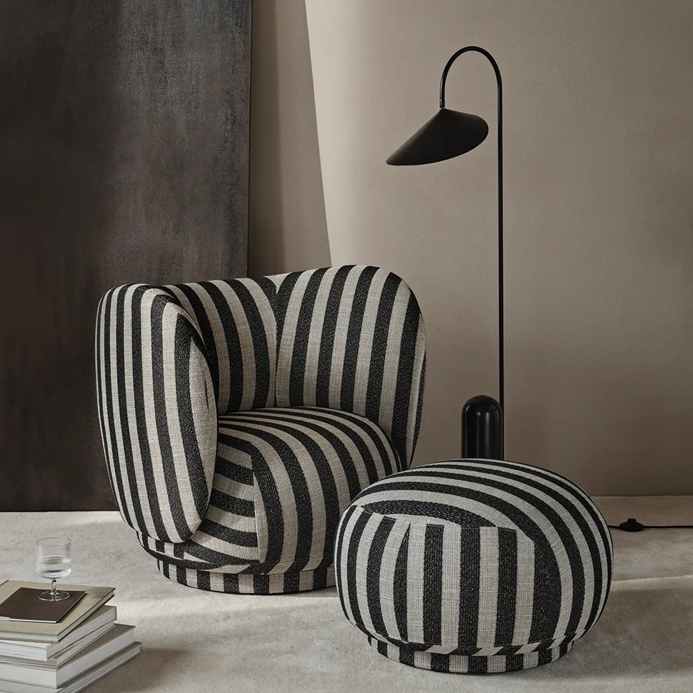 Adjustable Floor Lamp with Travertine Base Arum Black