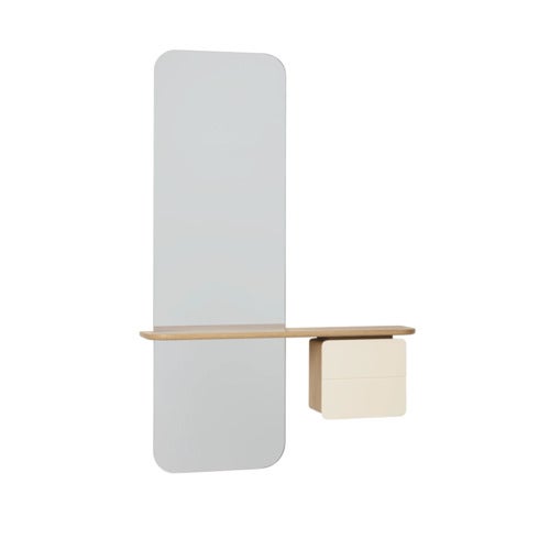 One More Look Mirror Oak/Pearl White