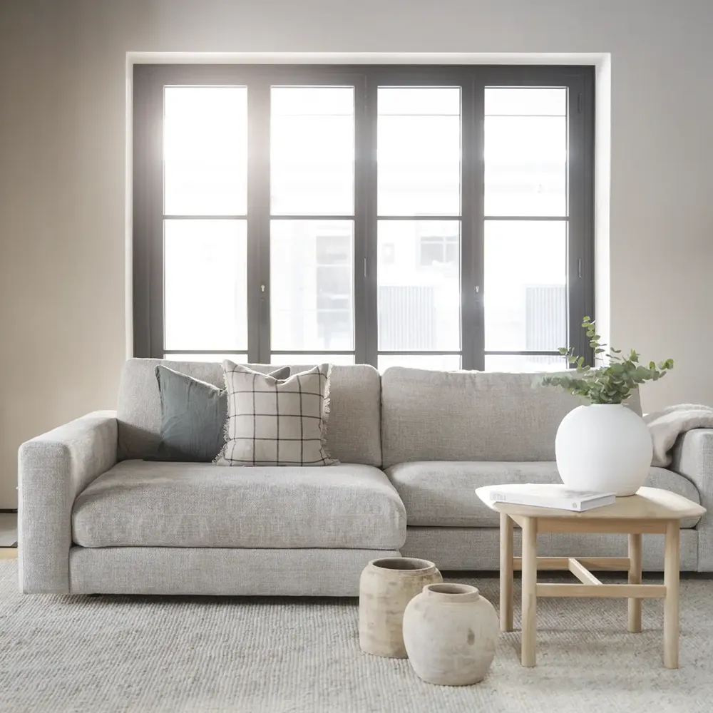 Duncan chaise longue left fabric Robin light grey