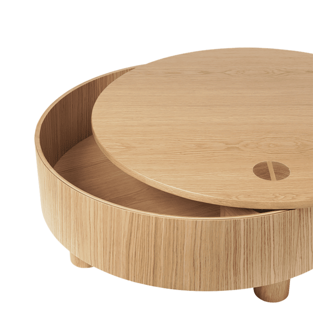 Olles Storage Table - Ø80 - Natural Oak Veneer