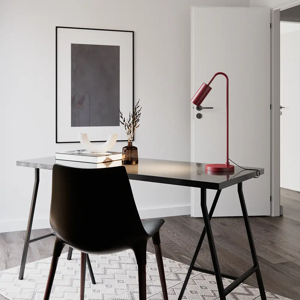 Curve Table Lamp Dark Red