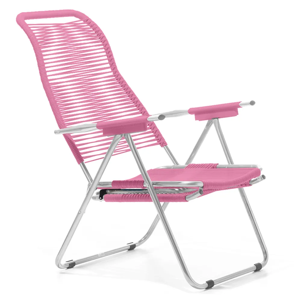 Spaghetti sun lounger pink matt aluminium