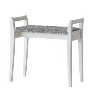 Meja Stool White lacquered Birch/Sheepskin look Light grey