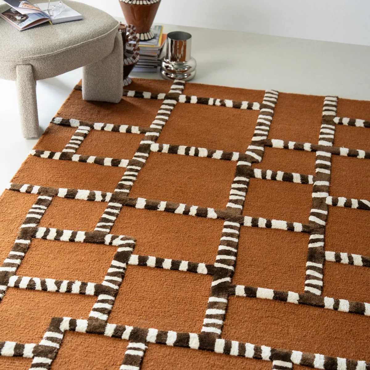 Hand-woven Rug StripeScape 290x190 cm Caramel