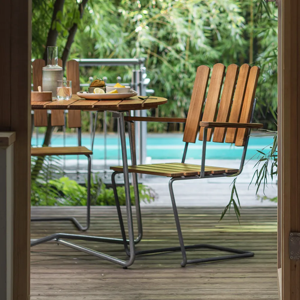 A2 Armchair Untreated Teak / Hot-dip galvanised Frame