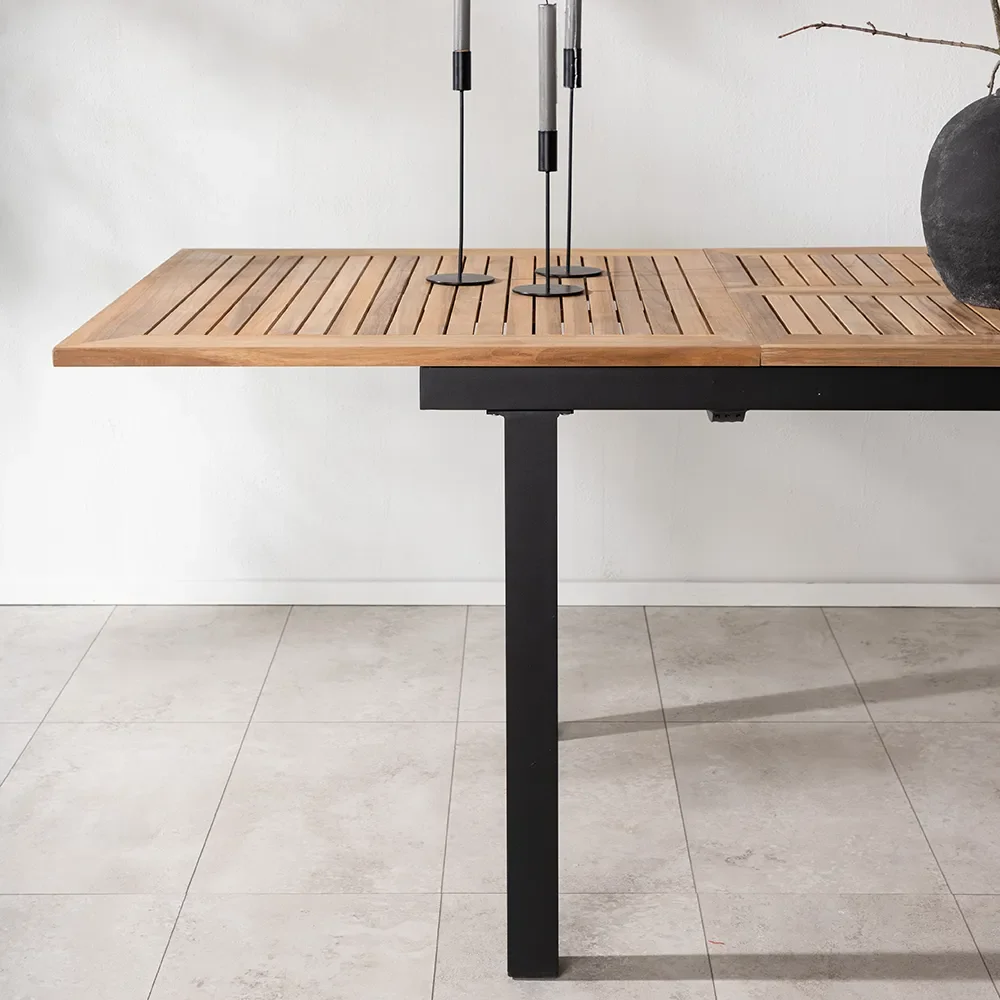 Panama Dining Table 160-240x90 cm Black/Teak