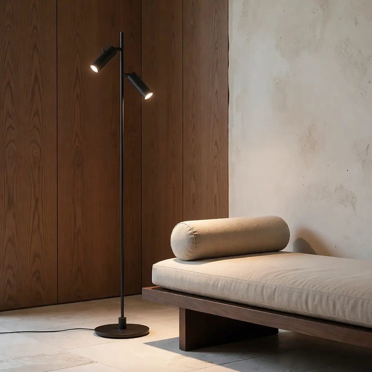 Pipeline Double Floor Lamp Ø19.9 x H132.6 cm Metal Matte Black