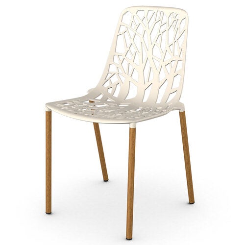 Forest dining chair with Iroko upholstered legs Creamy White