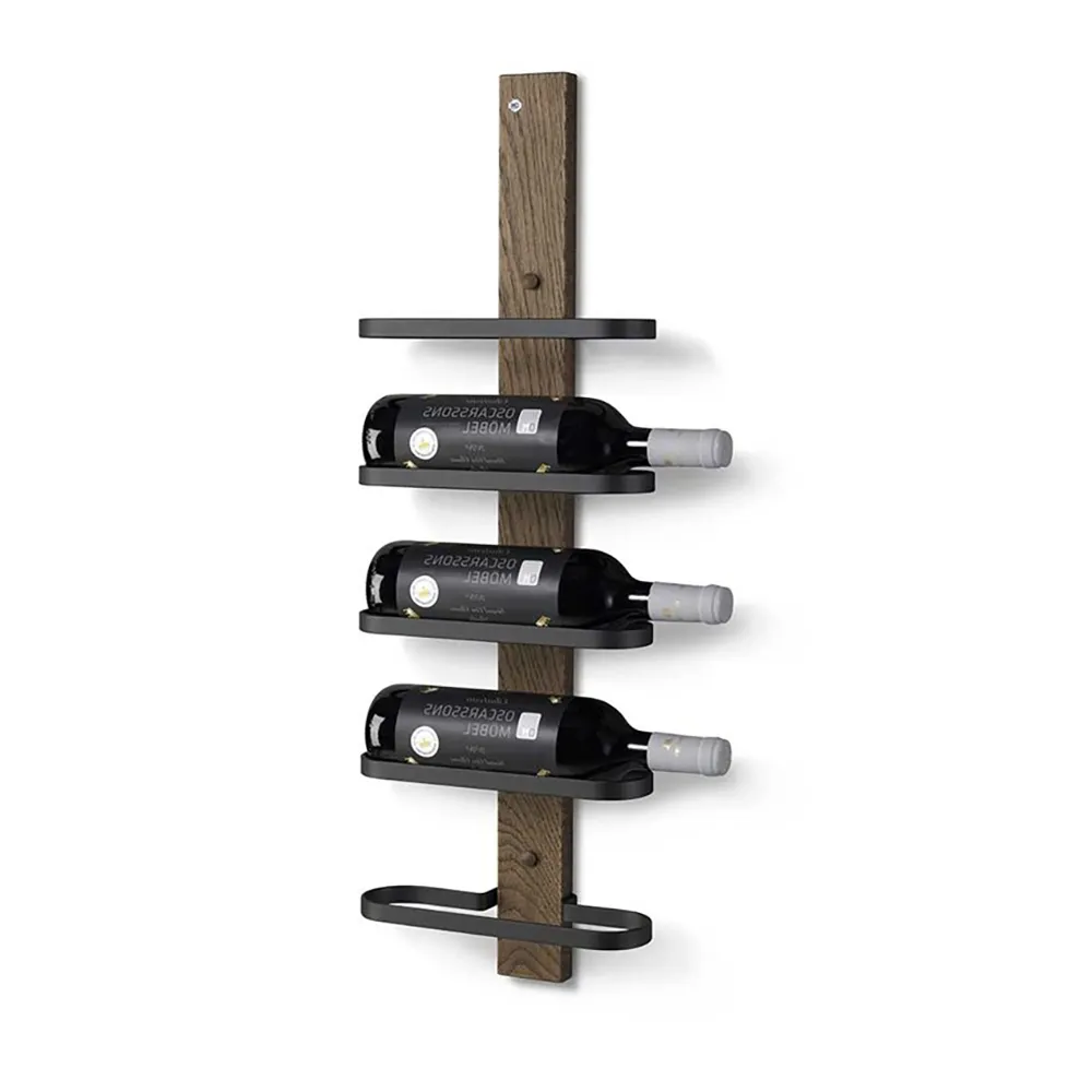 Mazzi Wine rack 5 bottles Smoked Oak/Matt Black Steel