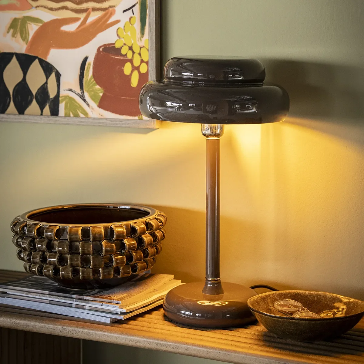 Dimmable Table Lamp Pomm Dark Brown H 47.5 cm